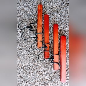 Wood Pant/Skirt Clamp Hangers * Felt Line * Black Hardware * Set 4